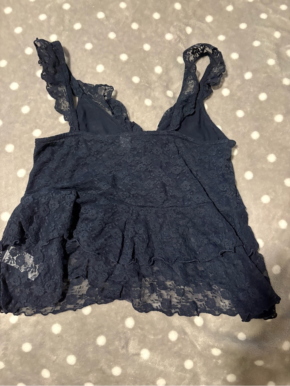Old Navy Navy Lace Ruffle Front Tank - Picture 3 of 4
